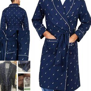 Nautica Men's Long Sailboat Print Bathrobe L/XL
